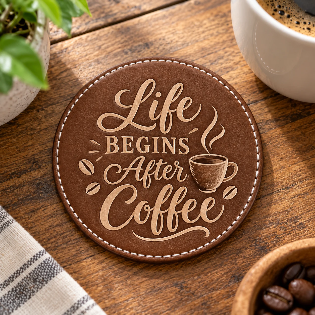 Life Begins After Coffee Coaster Set of 4