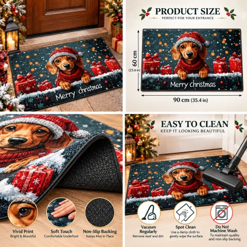 Christmas Dachshund Puppy Doormat — Photo 7