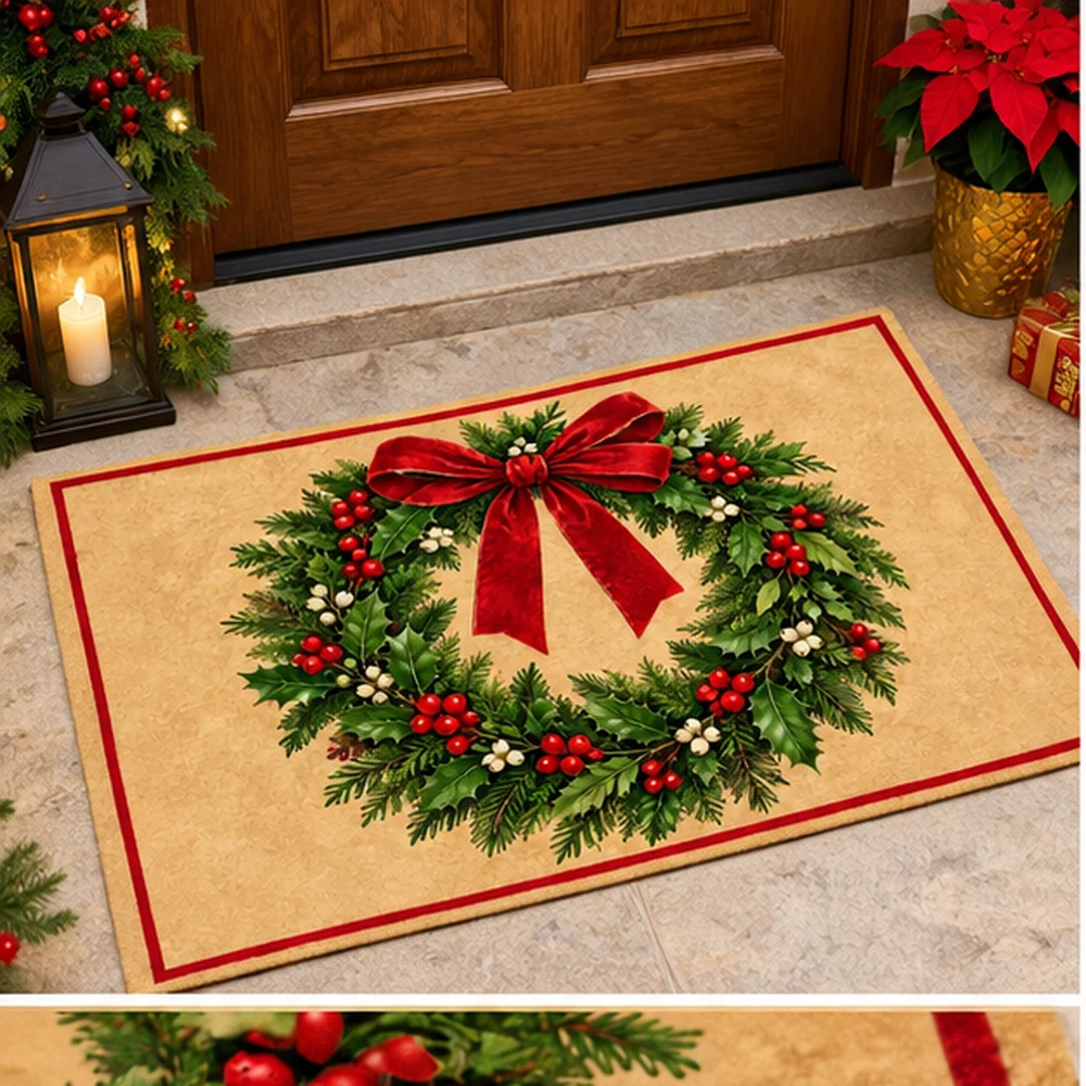 Christmas Wreath Welcome Doormat