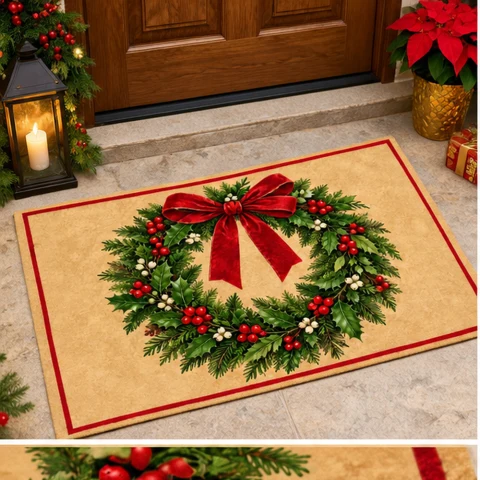Christmas Wreath Welcome Doormat — Photo 6