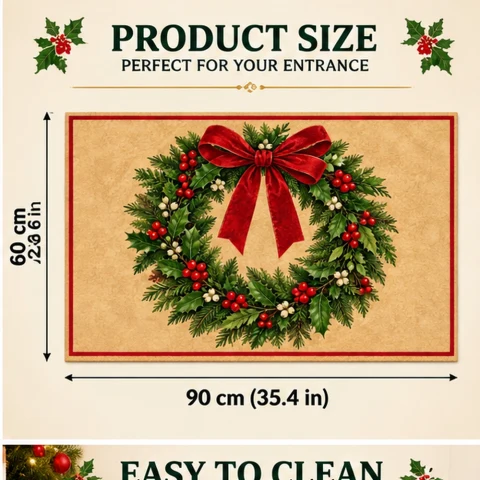 Christmas Wreath Welcome Doormat — Photo 5