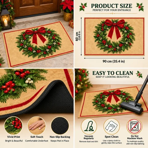 Christmas Wreath Welcome Doormat — Photo 7