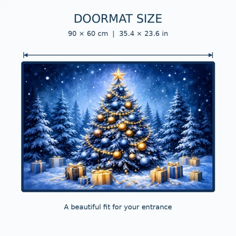 Blue Winter Christmas Tree Doormat — Photo 4
