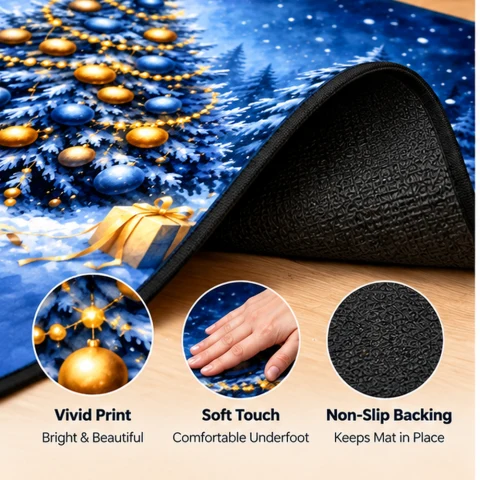 Blue Winter Christmas Tree Doormat — Photo 7