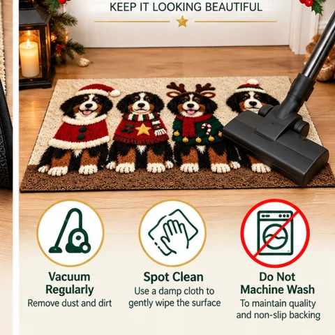 Four Christmas Dogs Holiday Doormat — Photo 3