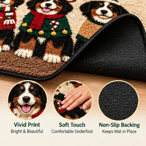 Four Christmas Dogs Holiday Doormat — Photo 4