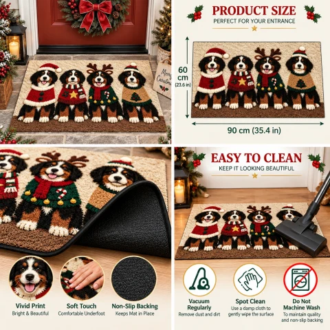 Four Christmas Dogs Holiday Doormat — Photo 14