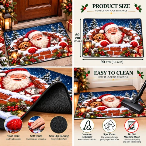 Santa Puppy and Kitten Christmas Doormat — Photo 3