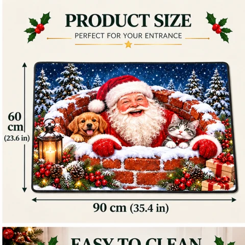 Santa Puppy and Kitten Christmas Doormat — Photo 7