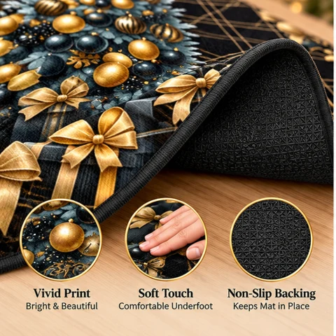 Black Gold Reindeer Christmas Doormat — Photo 4