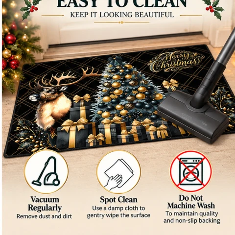 Black Gold Reindeer Christmas Doormat — Photo 3