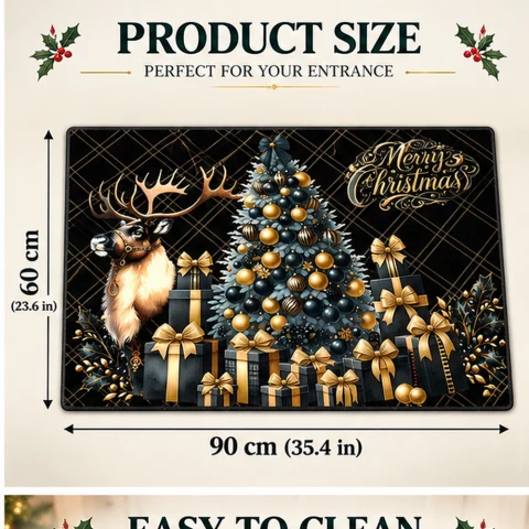 Black Gold Reindeer Christmas Doormat — Photo 5