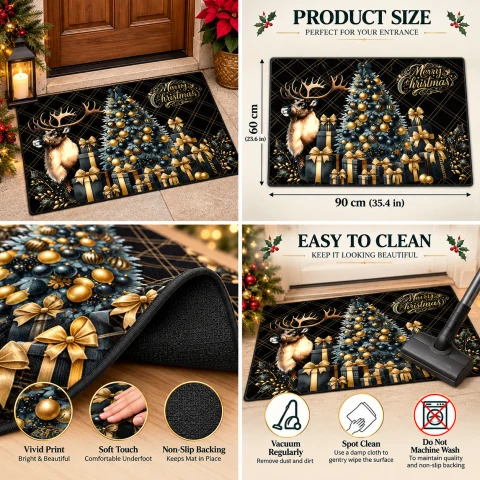 Black Gold Reindeer Christmas Doormat — Photo 7