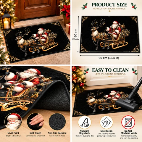 Black Gold Santa Sleigh Doormat — photo 11 of 21