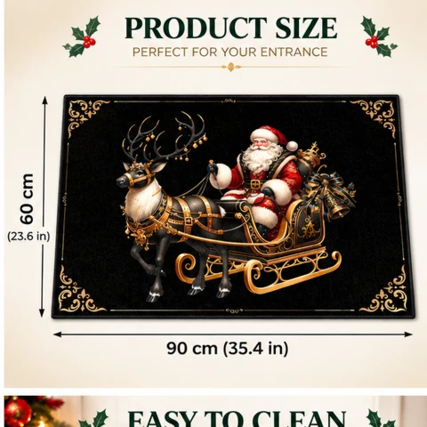 Black Gold Santa Sleigh Doormat — photo 19 of 21