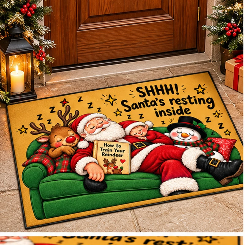 Shhh Santa Resting Christmas Doormat