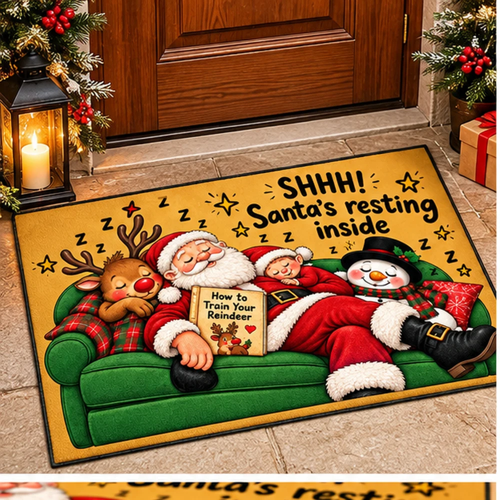 Shhh Santa Resting Christmas Doormat