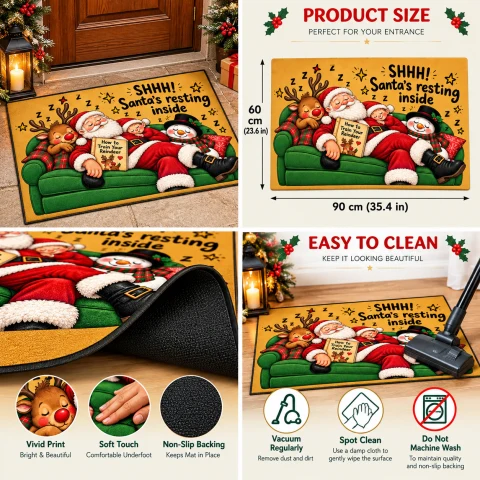 Shhh Santa Resting Christmas Doormat — photo 6 of 6