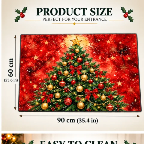 Red Christmas Tree Holiday Doormat — photo 4 of 5