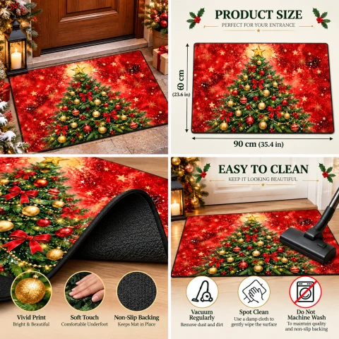 Red Christmas Tree Holiday Doormat — photo 5 of 5