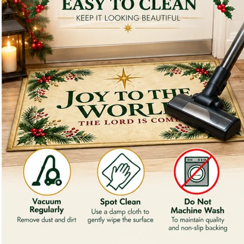 Joy to the World Holly Christmas Doormat - 60 × 90 cm (23.6" × 35.4") — photo 2 of 6