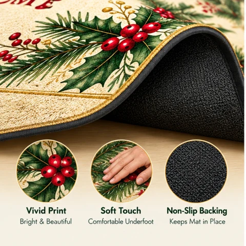 Joy to the World Holly Christmas Doormat - 60 × 90 cm (23.6" × 35.4") — photo 3 of 6