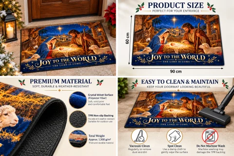 Nativity Joy to the World Christmas Doormat — photo 2 of 5