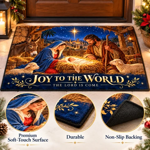 Nativity Joy to the World Christmas Doormat — photo 3 of 5
