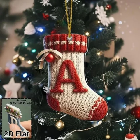 Letter A Knitted Stocking Acrylic Christmas Ornament — Photo 1