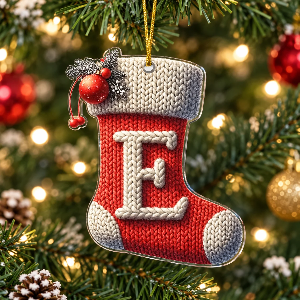 Letter E Snowman Name Letter Acrylic Christmas Ornament