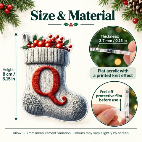 Letter W Knitted Stocking Acrylic Christmas Ornament — Photo 3