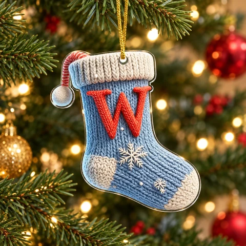 Letter W Snowman Name Letter Acrylic Christmas Ornament — Photo 2