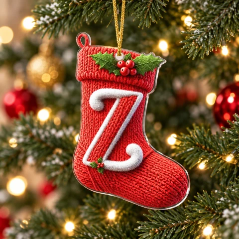 Letter Z Knitted Stocking Acrylic Christmas Ornament — Photo 1