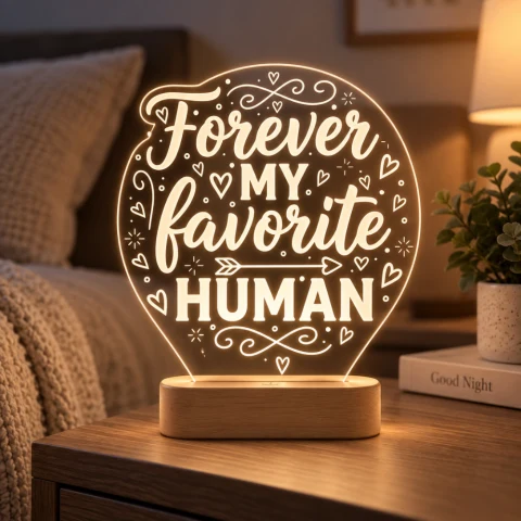 You’re My Favorite Human LED Acrylic Lamp Canada – Romantic Gift — Photo 5