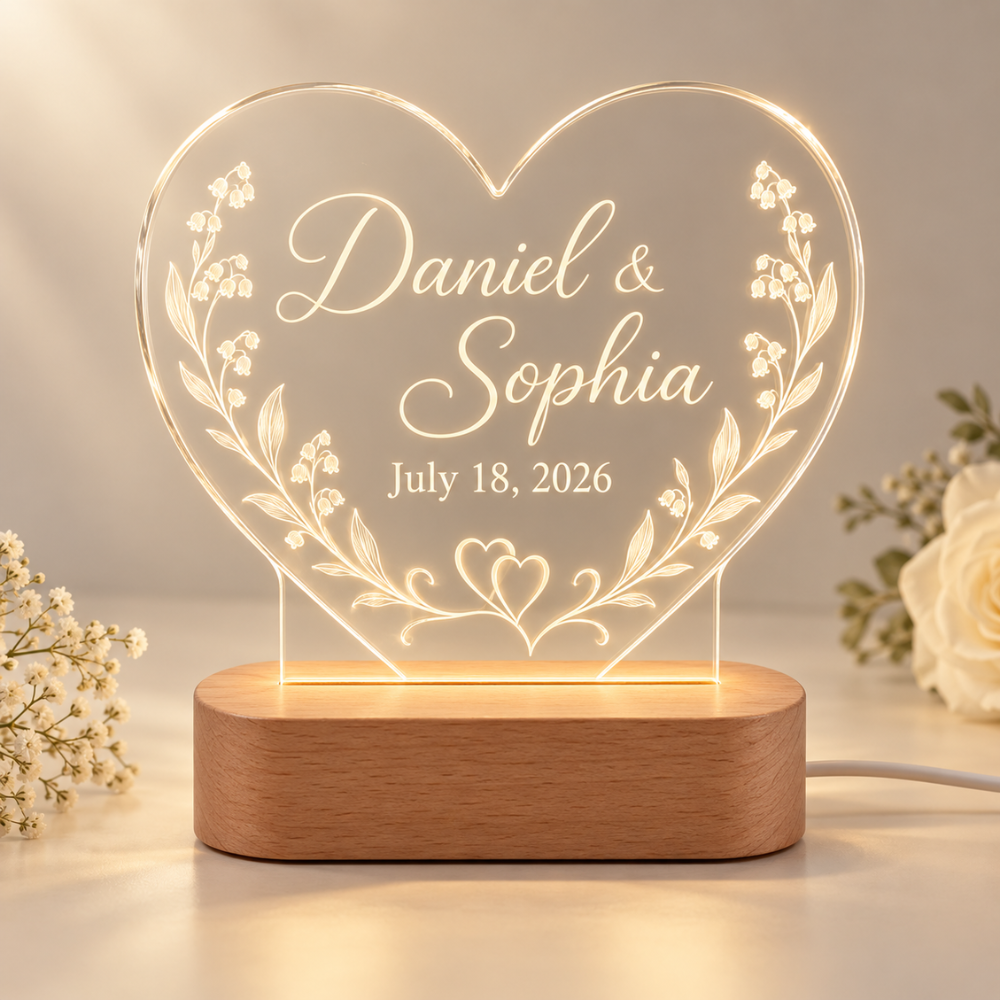 Personalized Wedding Names & Date LED Lamp — photo 1 of 7