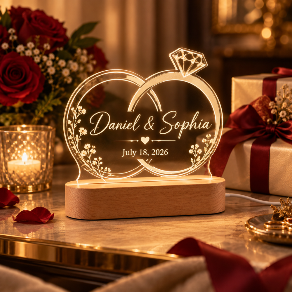 Personalized Wedding Names & Date LED Lamp — photo 7 of 7