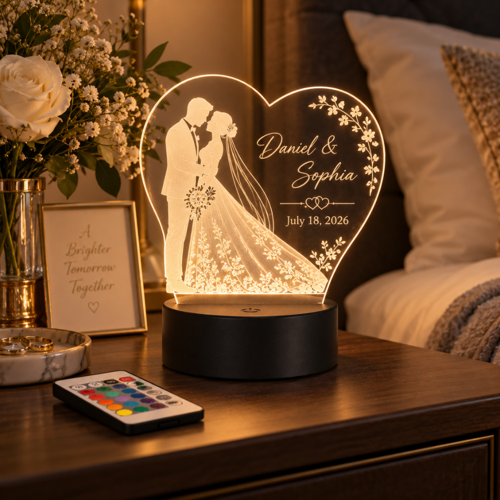 Personalized Wedding Names & Date LED Lamp — photo 6 of 7