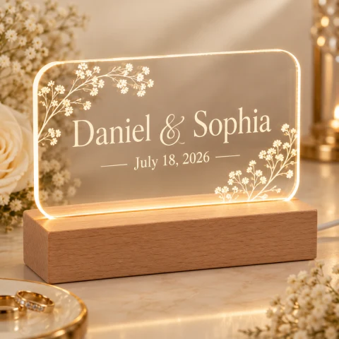 Personalized Wedding Names & Date LED Lamp — Photo 4