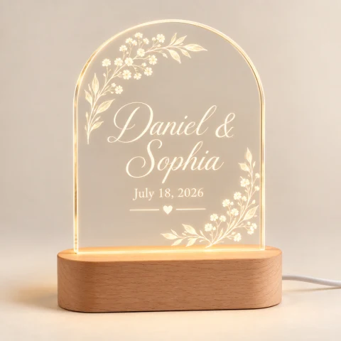 Personalized Wedding Names & Date LED Lamp — Photo 5